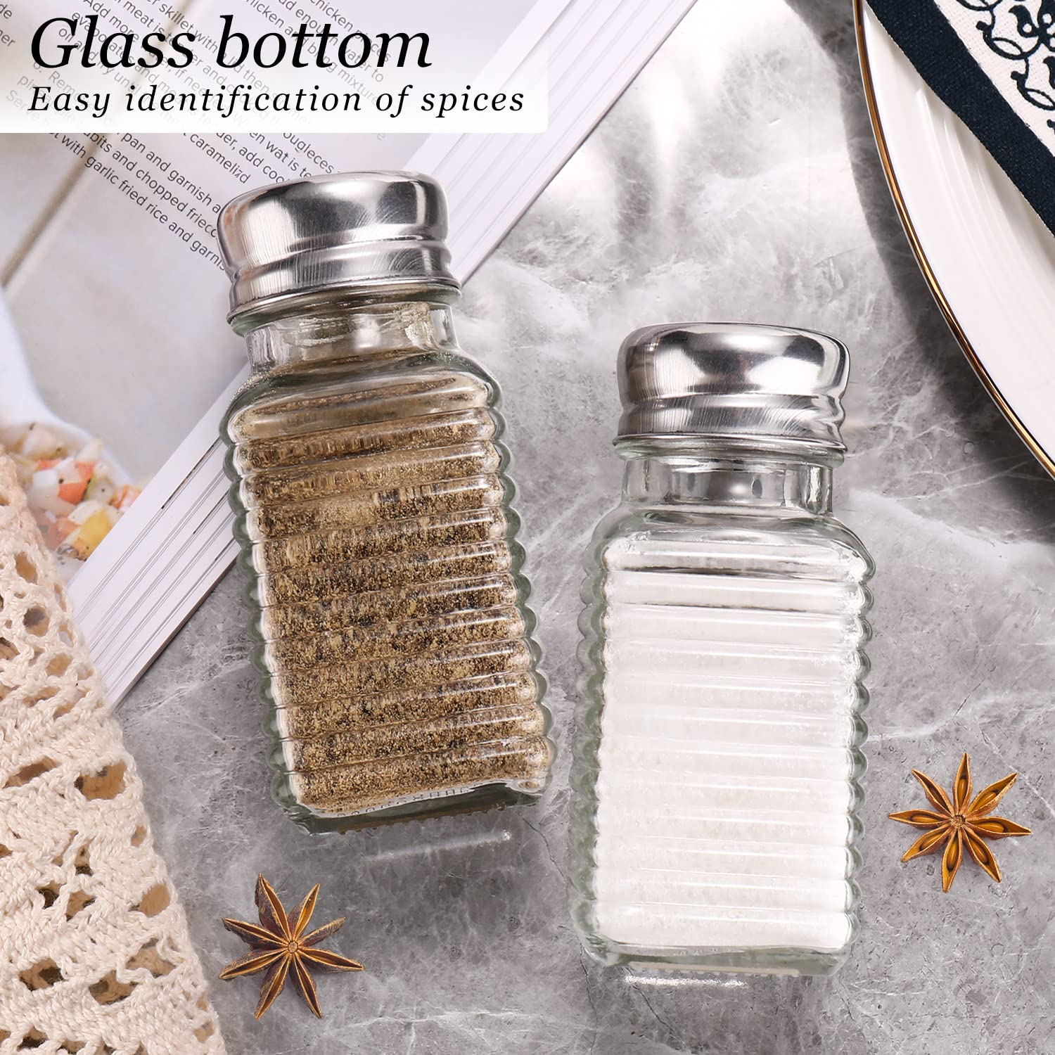 Amazon.com: Glass Salt and Pepper Shakers Set,Rectangular Salt